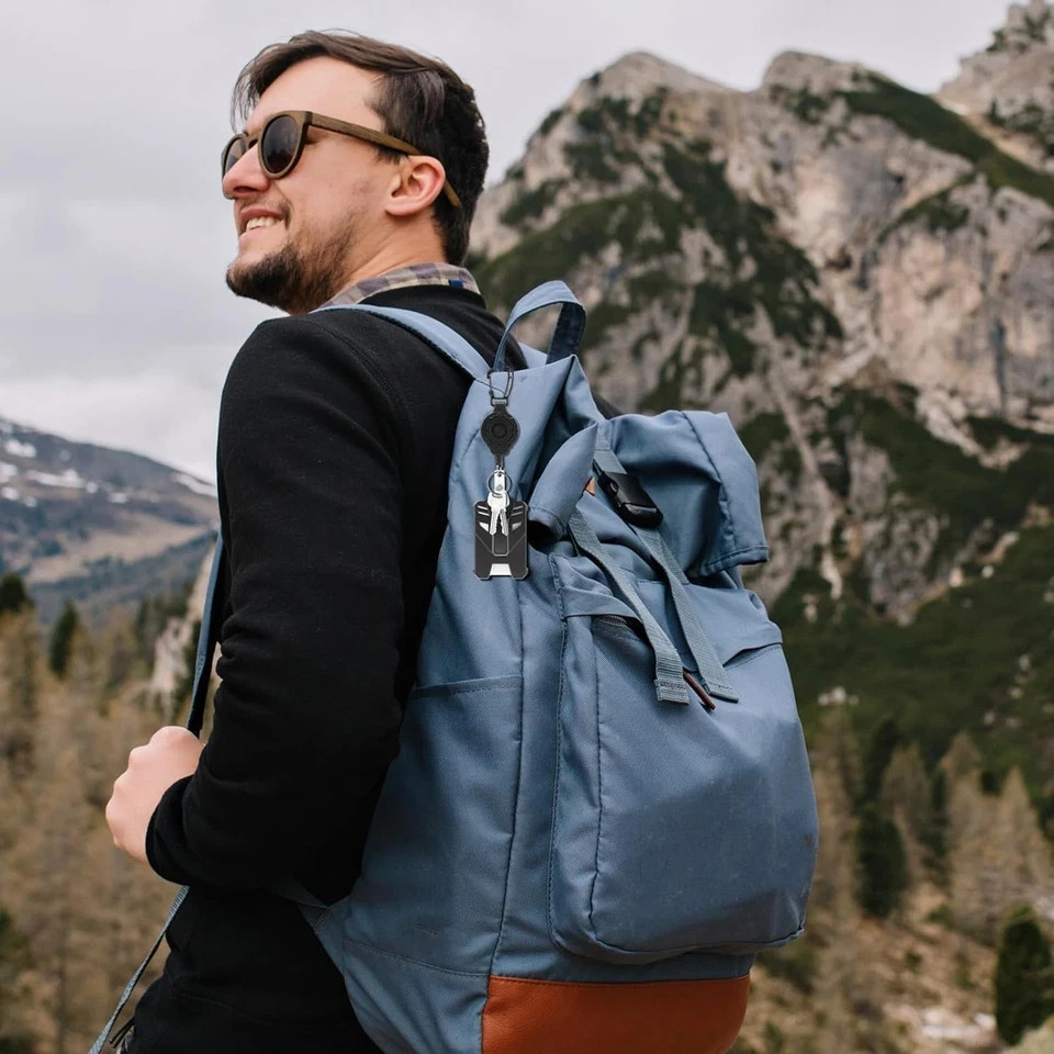 2 Pack Retractable Keychain with ID Card Holder, Heavy Duty Carabiner Badge Hold