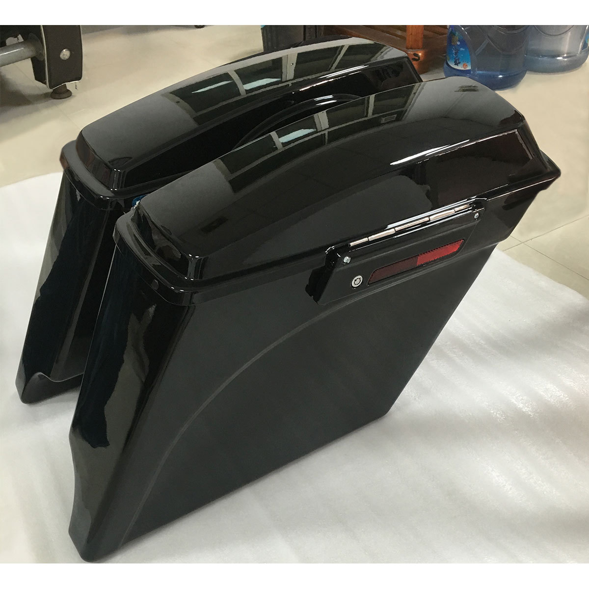 Vivid Black 5" Stretched Extended Hard Saddlebags Fits For 93-13 Harley Touring
