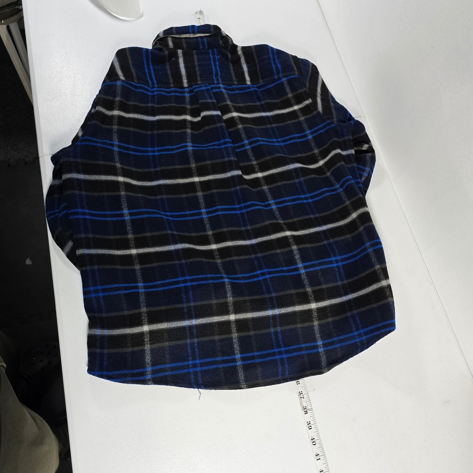 Eddie Bauer Mountain Ops Flannel Shirt Mens XL Blue Plaid Classic Fit Outdoor