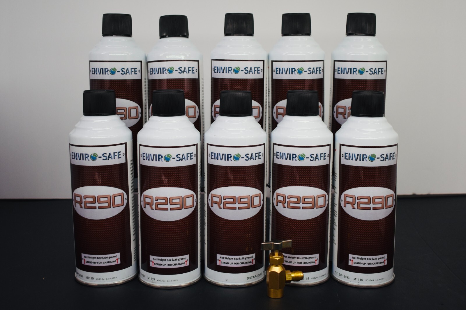 R290 Upright Charge, K-28 Valve, 10 cans with Top-Tap