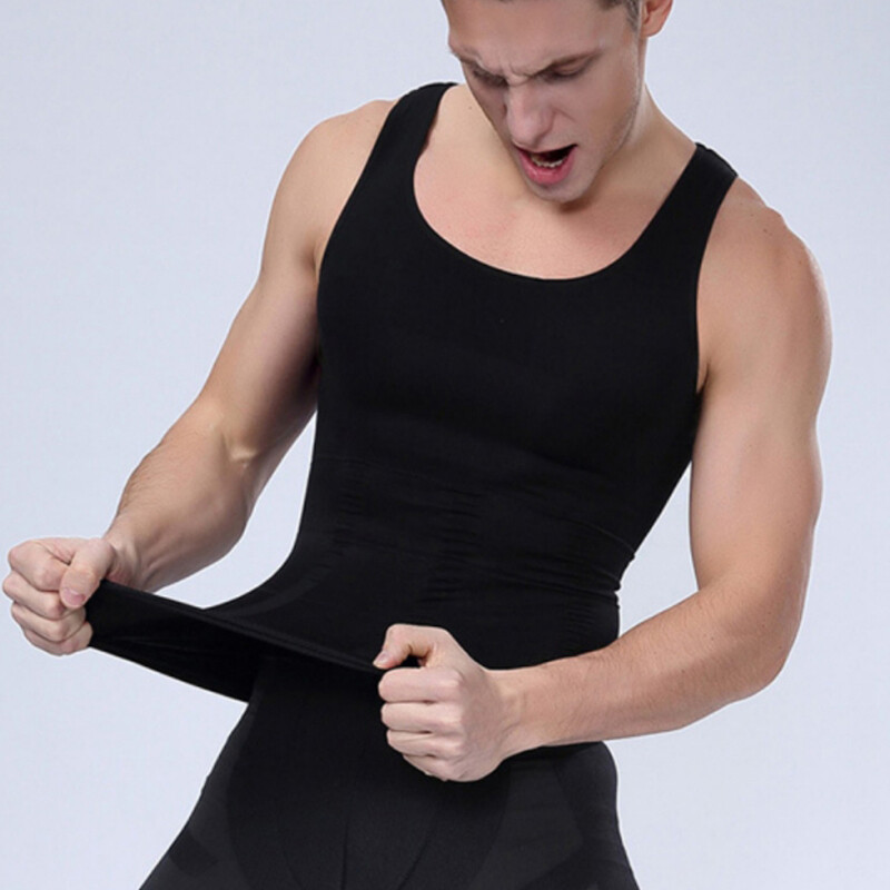 Mens Body Shaper Slimming Shirt Compression Vest Elastic Slim Shapewear Tank Top