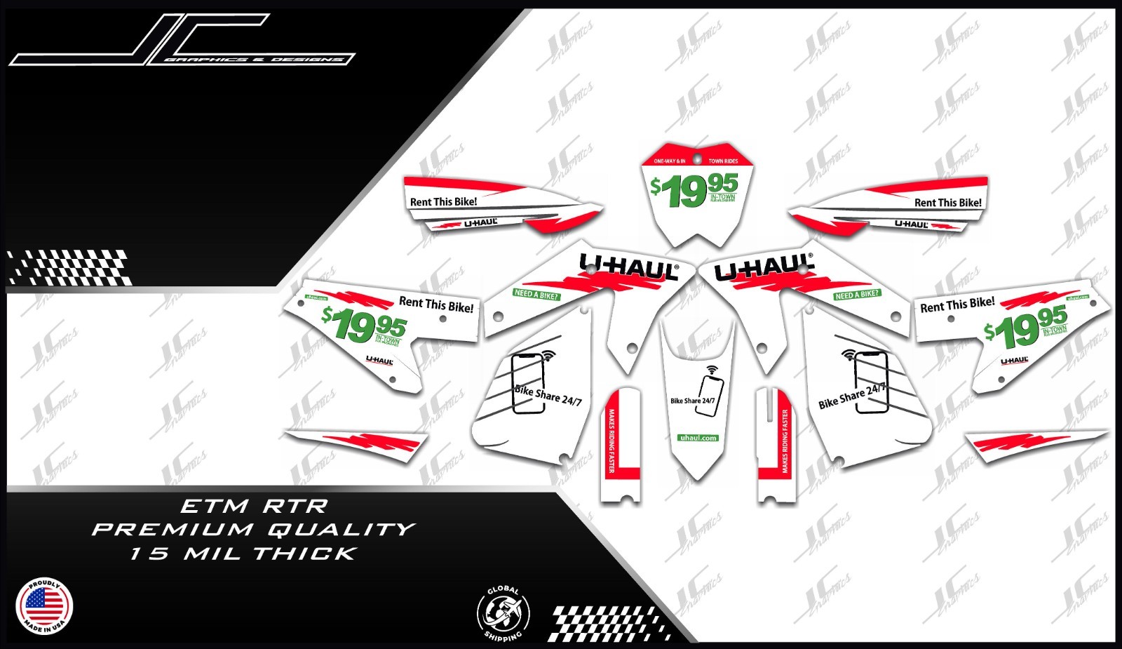 ETM RTR graphics kit decals  THICK AND HIGH GLOSS .....