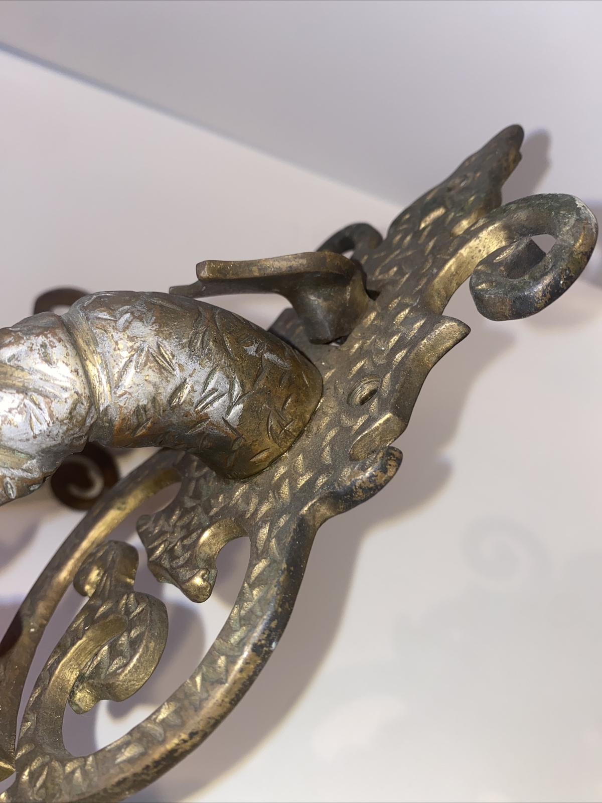 Antique Bronze/Brass Door Handle Pulls Pair Gothic Architectural Hardware 15”