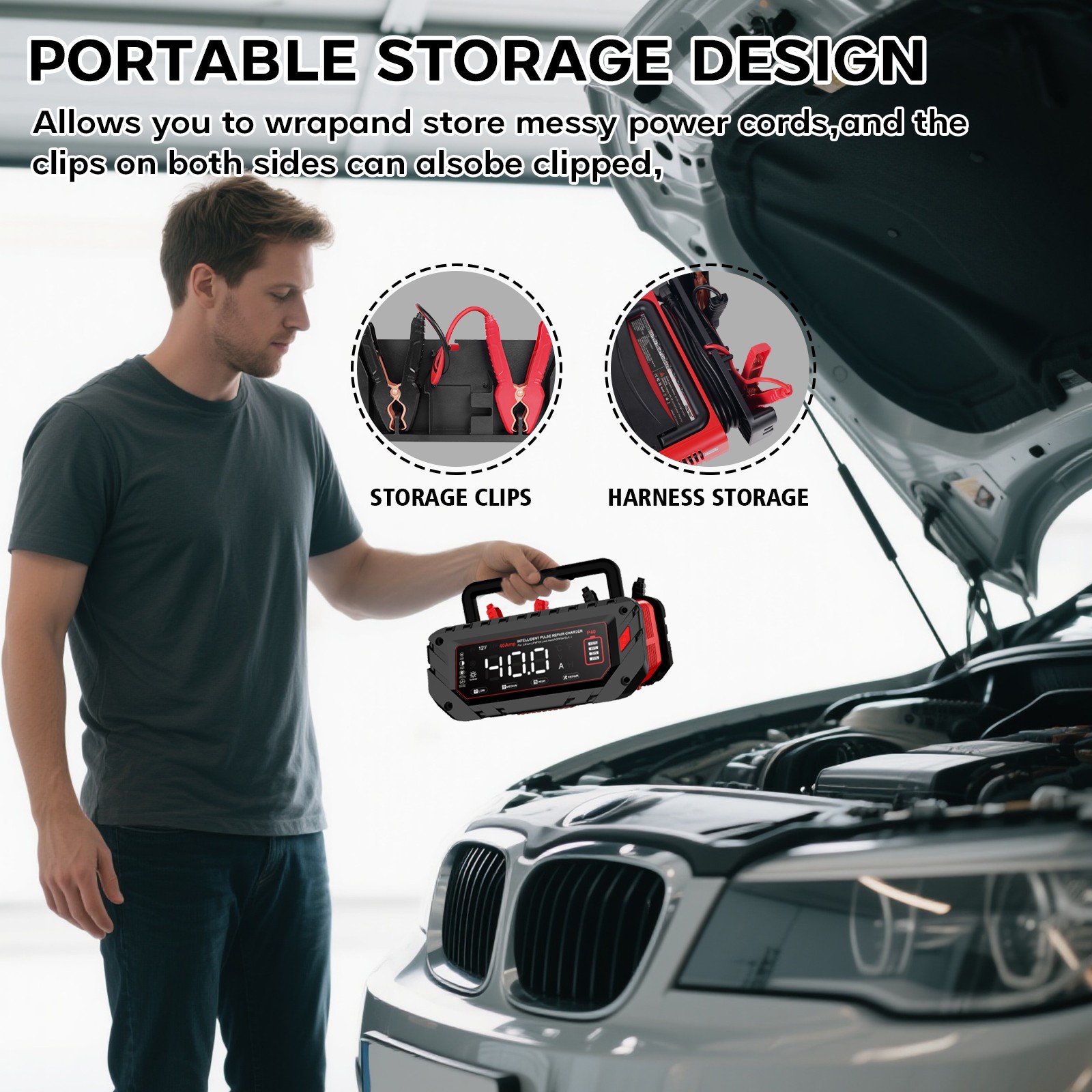 40-Amp Battery Charger, 12V/24V Lead Acid LiFePO4 Smart Battery Trickle Charger