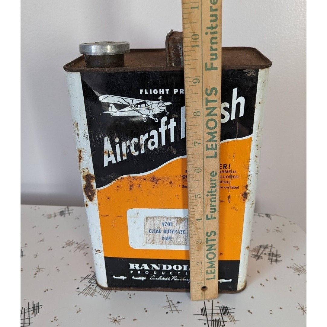 RANDOLPH PRODUCTS Flight Proven Aircraft Finish Tin Airplane Graphic Vintage