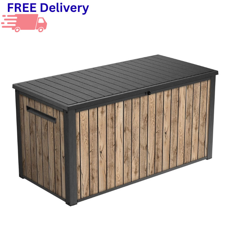 Keter 170 Gallon Deck Box Indoor Outdoor Storage Resin Lockable New