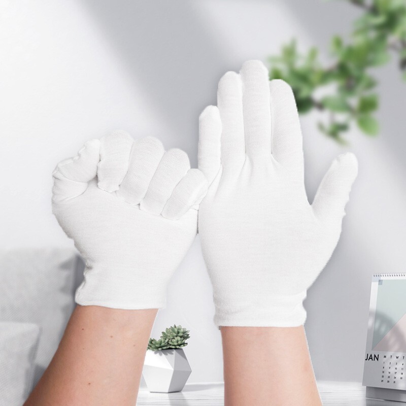 12 Pairs XL+ White Cotton Inspection Gloves – Soft Jewelry Coin Work Gloves