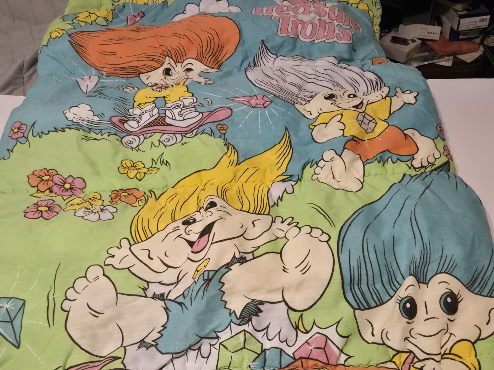Vintage Sleeping Bag 1992 Treasure Trolls Ace Novelty 90s Kids Camp Blanket