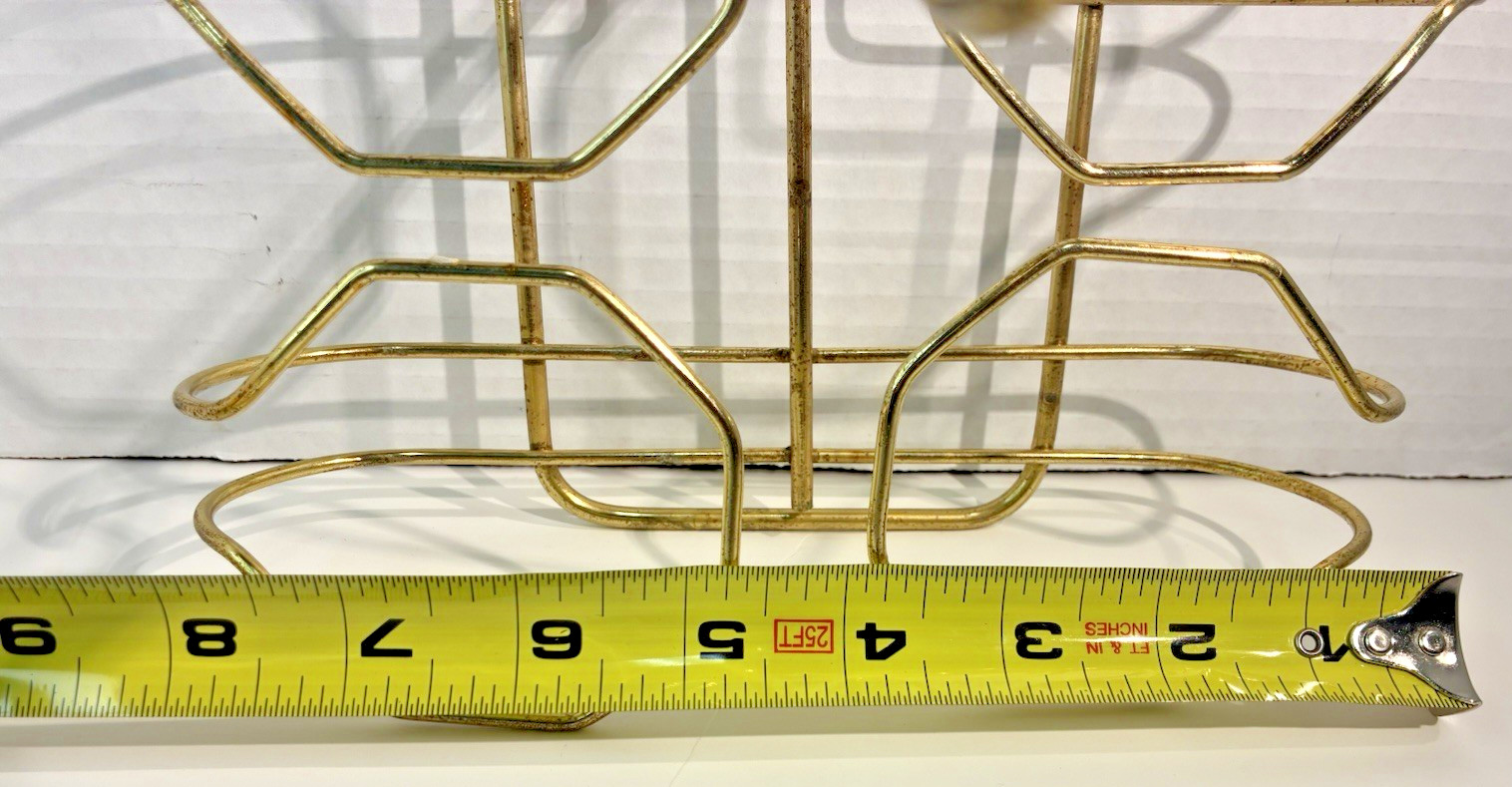 VTG 8-Glass Metal Wire Drink Caddy Rack Beverage Holder w/Handle Gold Tone MCM