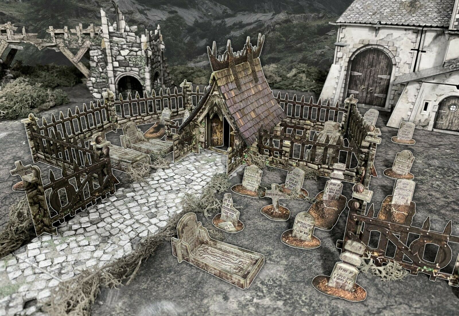Fantasy Terrain Graveyard - D&D for Warhammer DND Town Village Undead Scenery