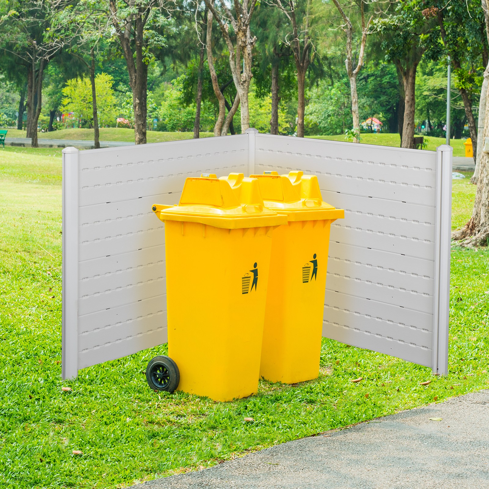 47.2"W X 45.6"H Vinyl Privacy Screen (2-Pcs) Weather Resistant Fence Panel Set