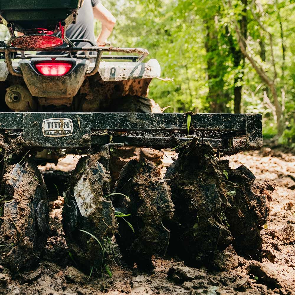 Titan Attachments 4 FT Tow-Behind Notched Disc Harrow Plow Attachment, 2" Hitch