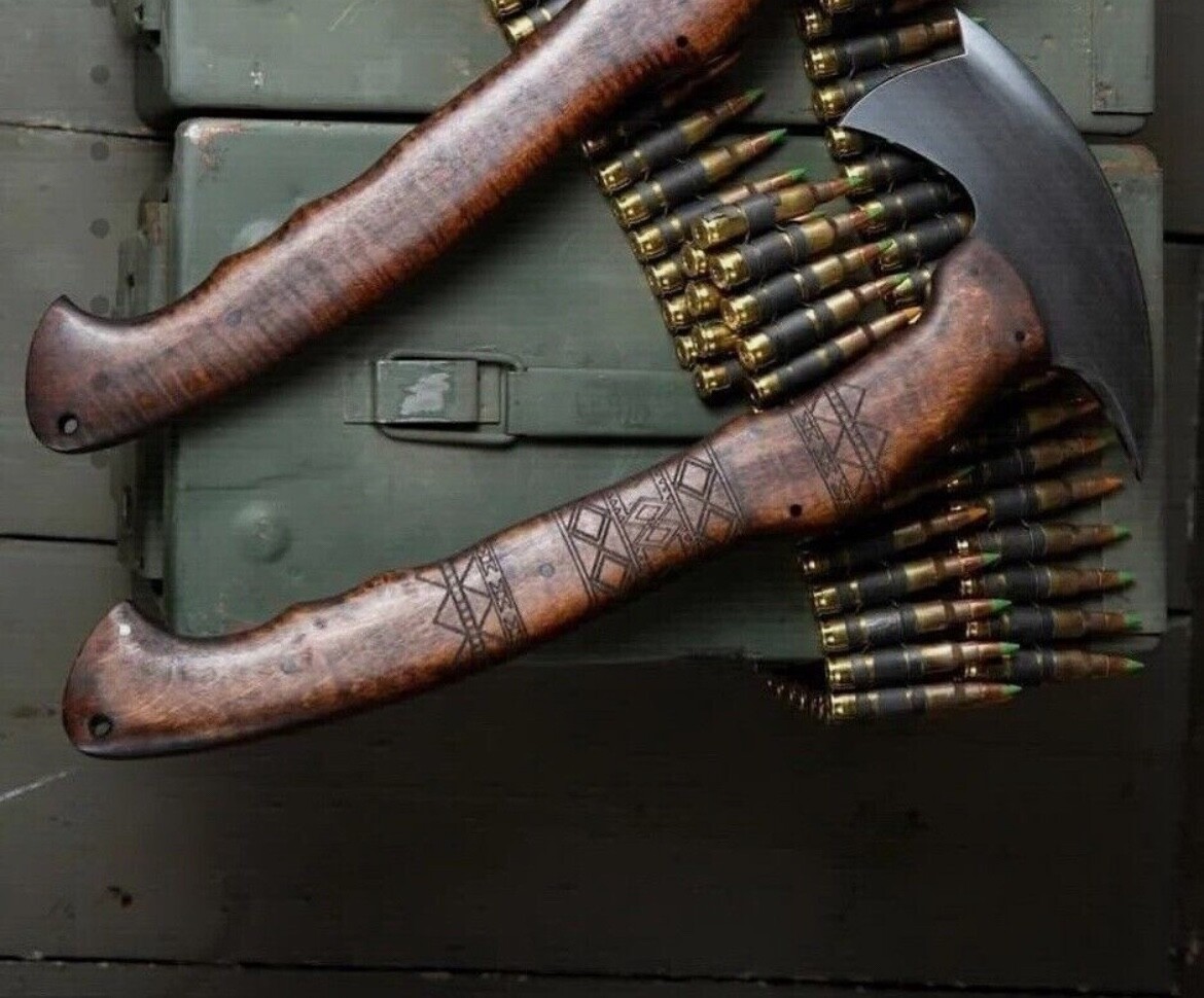 Set of 2 CUSTOM HANDMADE 15" REPLICA WINKLER RnD Tomahawk HUNTING/THROWING AXE