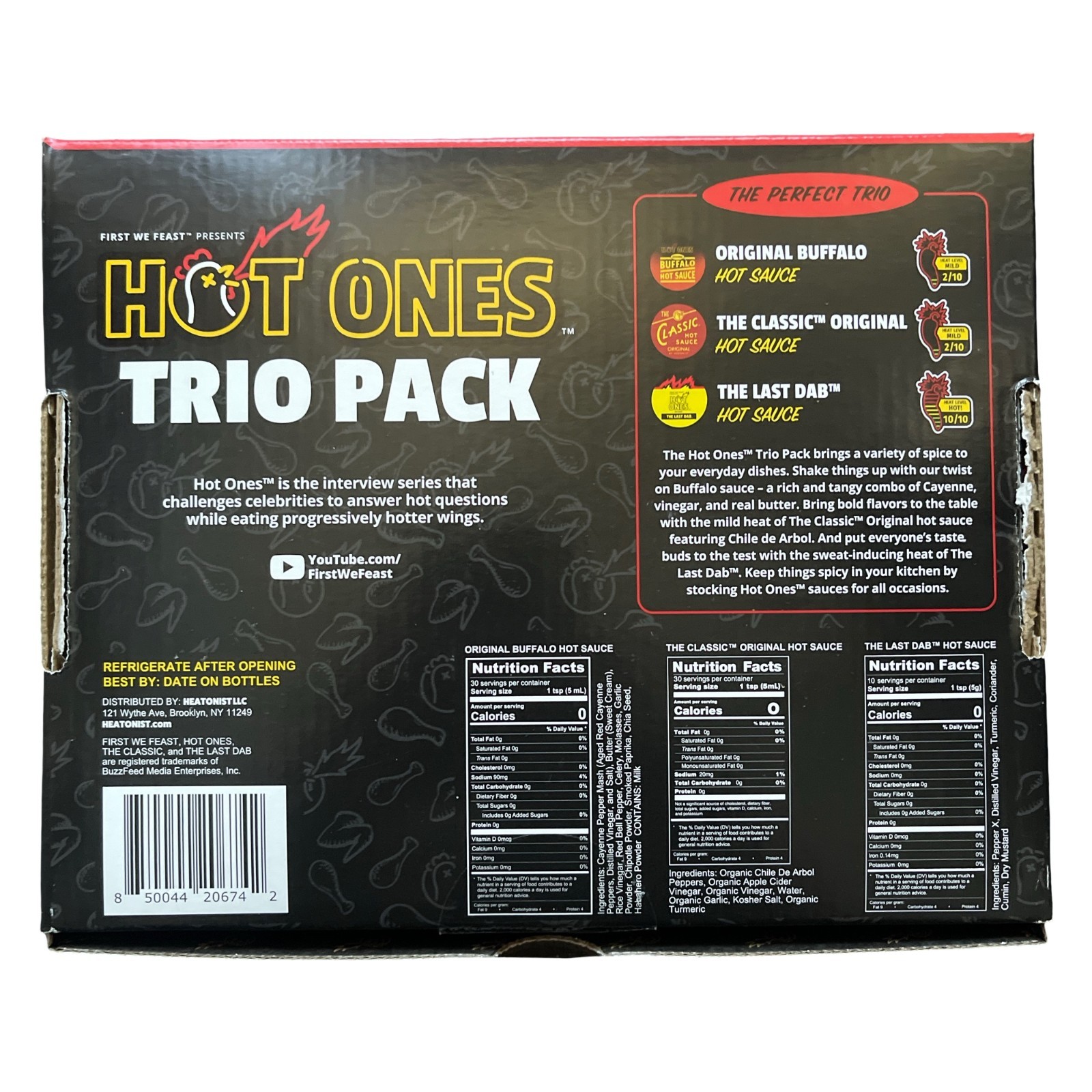 Hot Ones Hot Sauce Trio Gift Box, Buffalo, Classic and the Last Dab - 09/2025