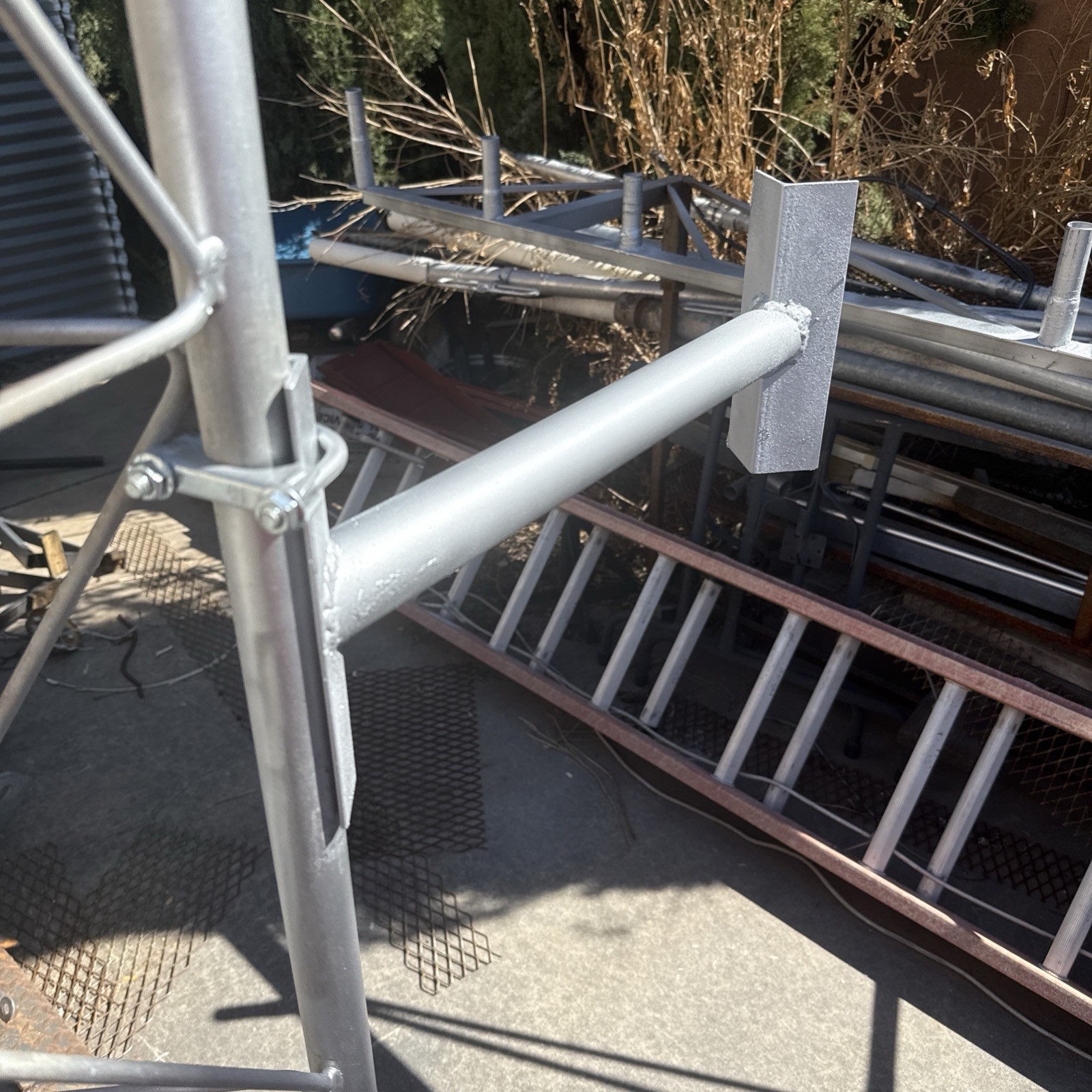 Antenna tower side arm standoff 18 inches from tower