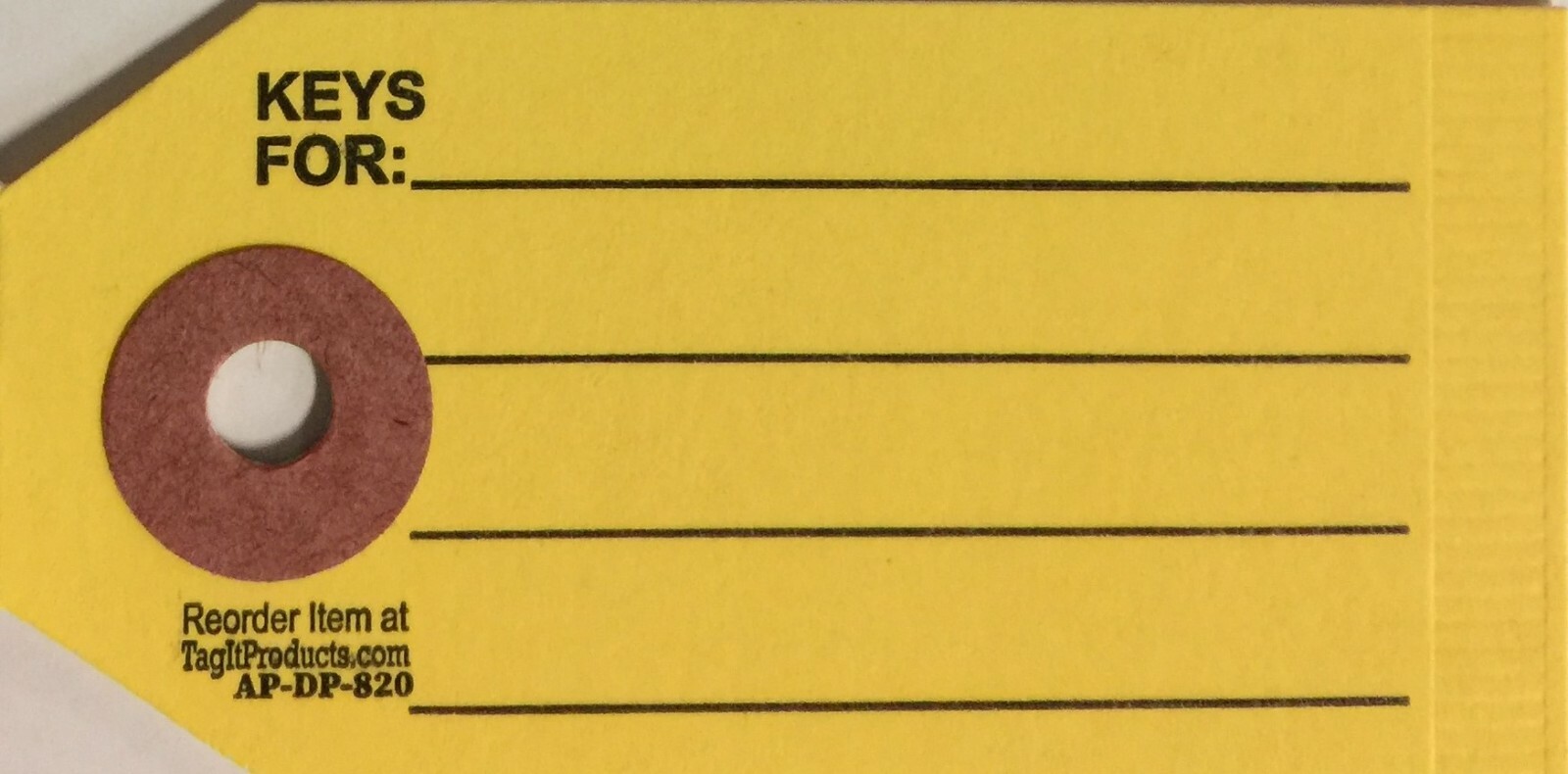 Reinforced Yellow Paper Key Tag w/ Key Rings (P4)