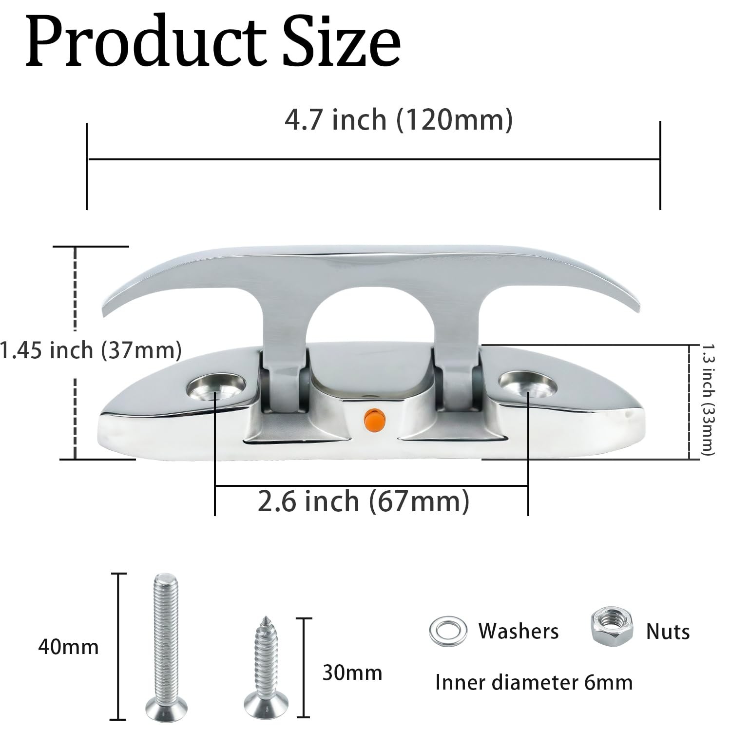 Folding Boat Cleat 41/2 Inch 316 Stainless Steel Flip Up Dock Deck Marine