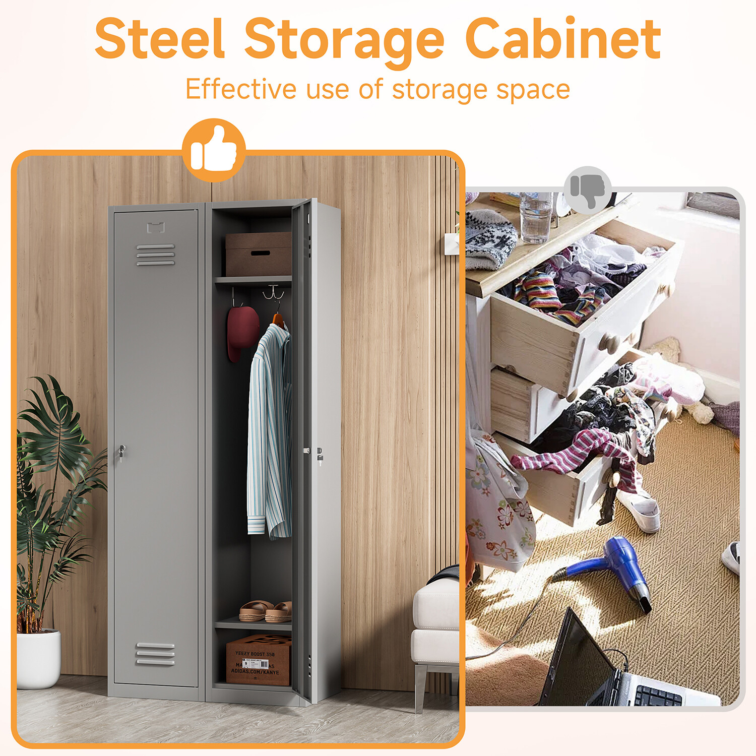 Metal Locker Lockable Storage Cabinet for Office School Use