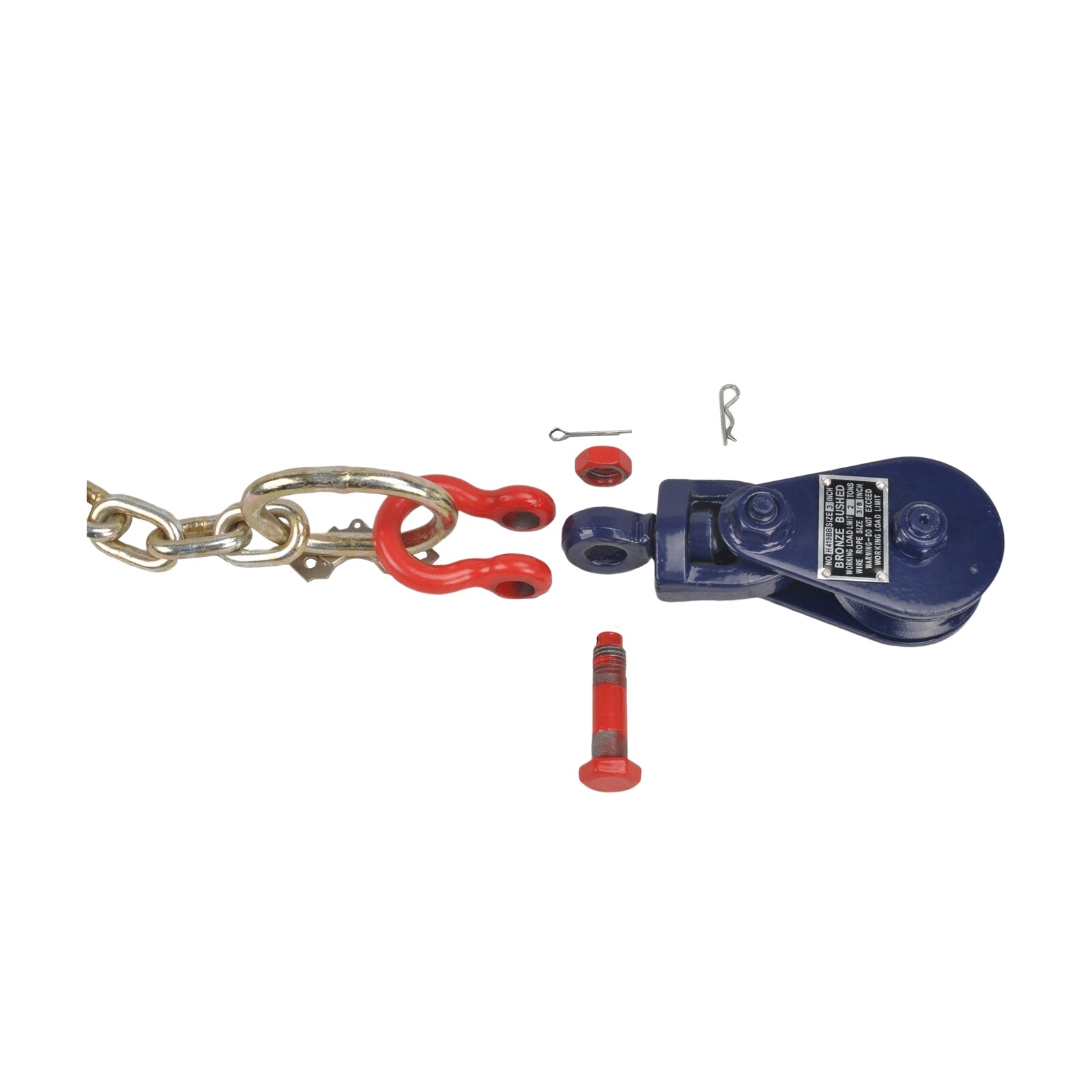 2 Ton 3" Snatch Block w/ Shackle & 2' Tow Chain Carrier Cable Anchor Wrecker Car
