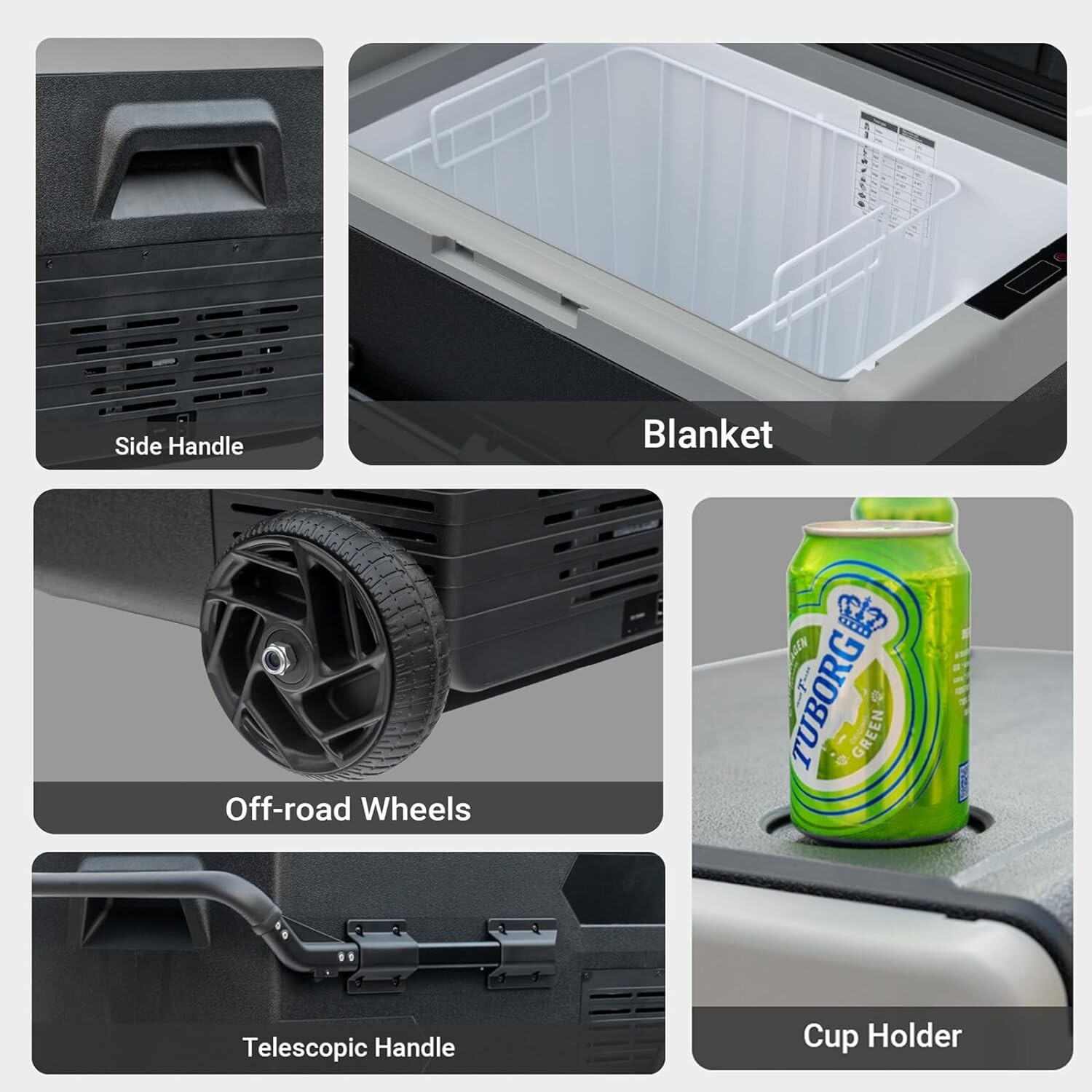 53QT/50L Truck Car RV Fridge/Freezer DC 12V/24V Compressor Camping Refrigerator