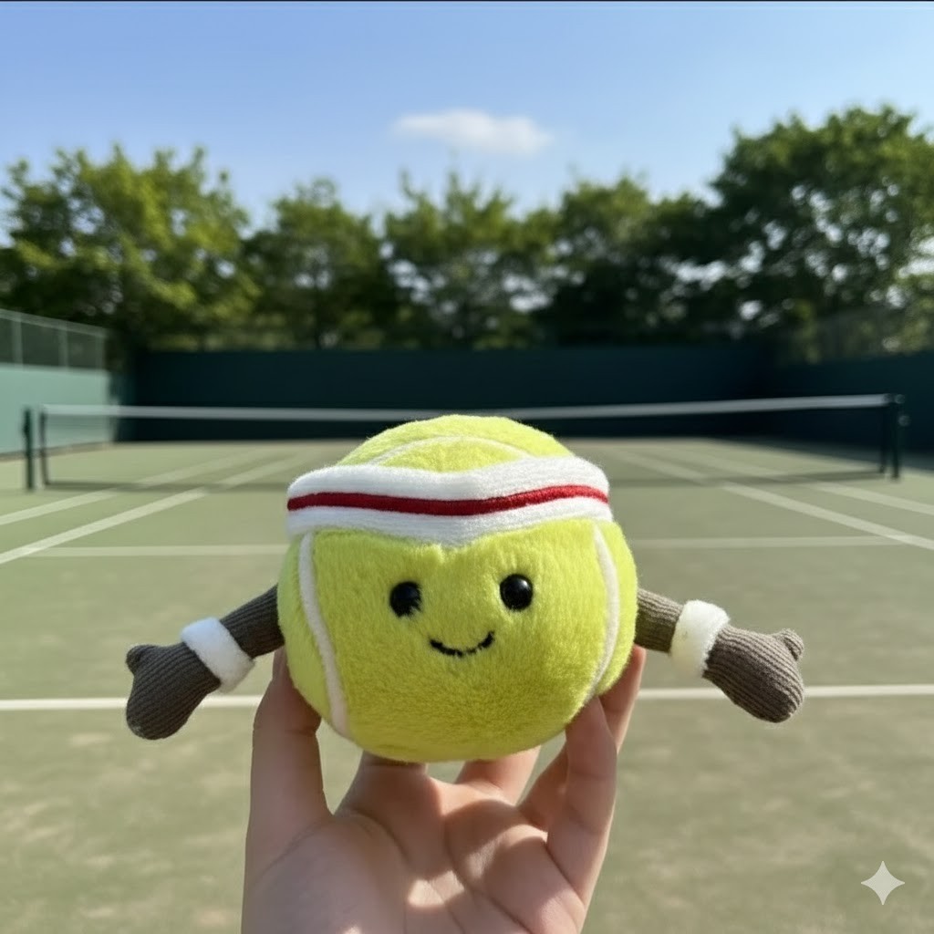 Jellycat Amuseables Tennis Ball Bag Charm Plush Keychain Soft Toy NWT