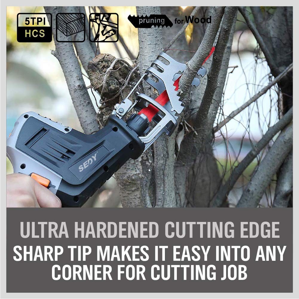 12-Inch Wood Pruning Reciprocating Saw Blades 5TPI for Tree Trimming (5 Pack)