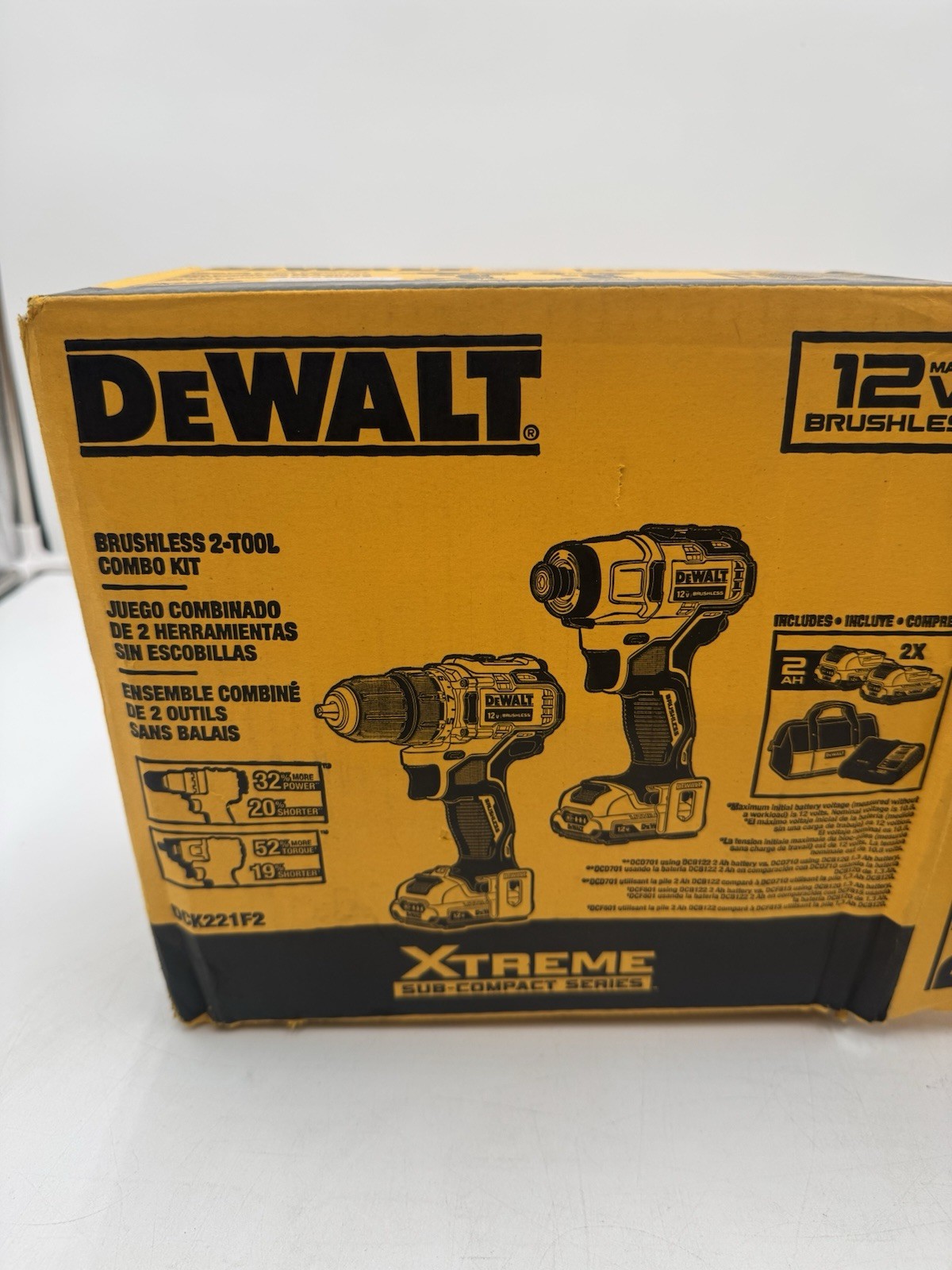 Dewalt DCK221F2 Xtreme 12V MAX Brushless Drill & Impact Driver Kit - New