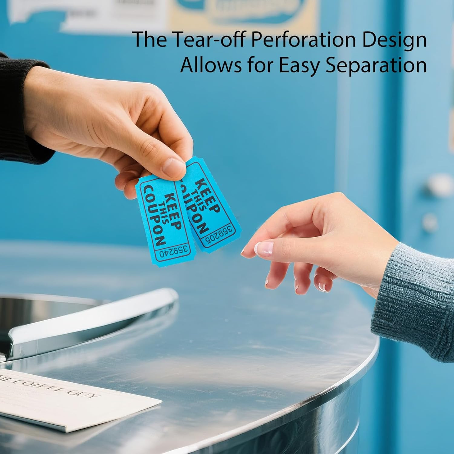 240 Pcs (120 Pairs) Blue Double Raffle Tickets – 50/50 Raffle Tickets for Partie