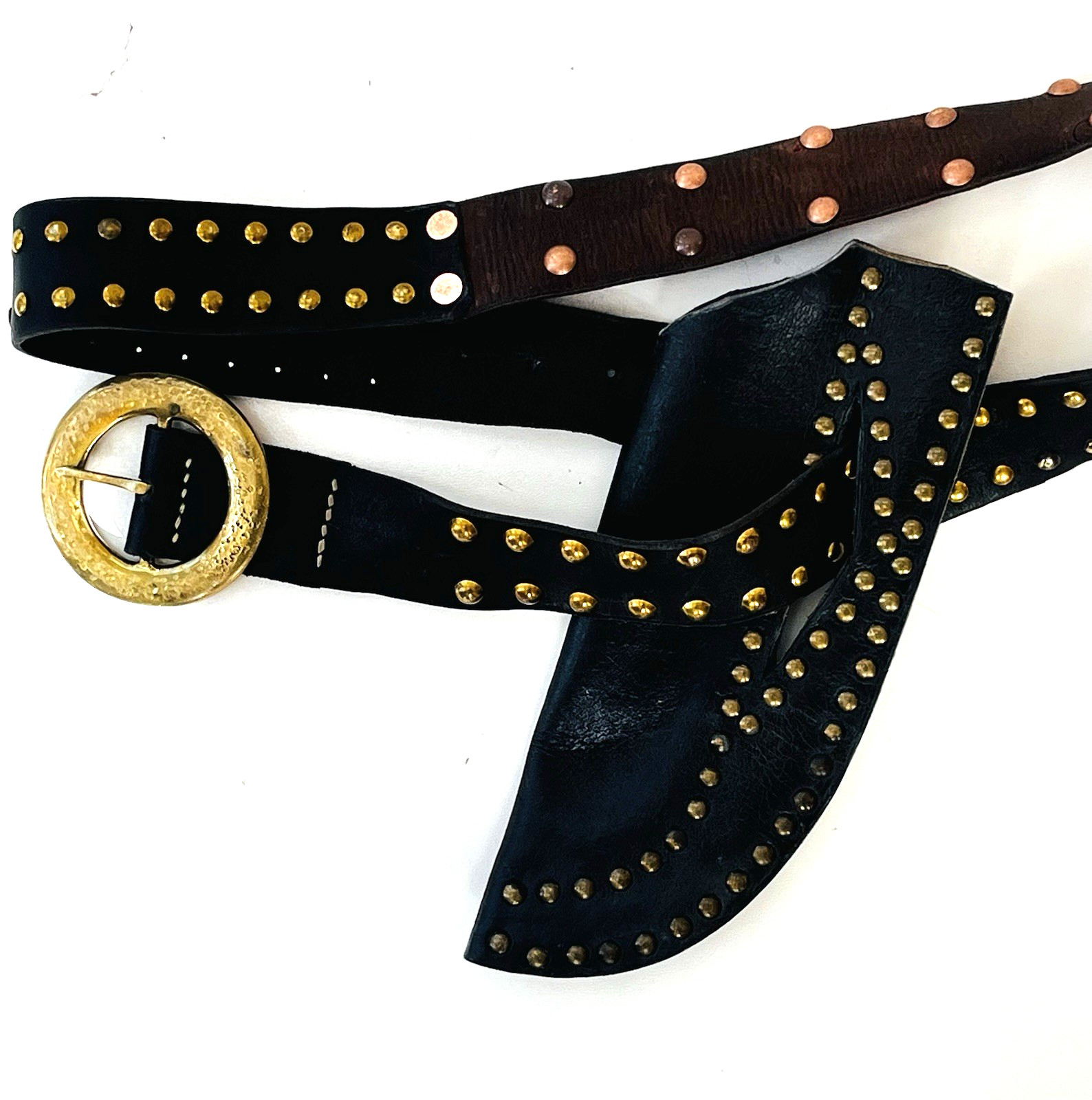 Mountain Man Leather Rendezvous Belt, Matching Knife/Sheath, Solid Brass Buckle