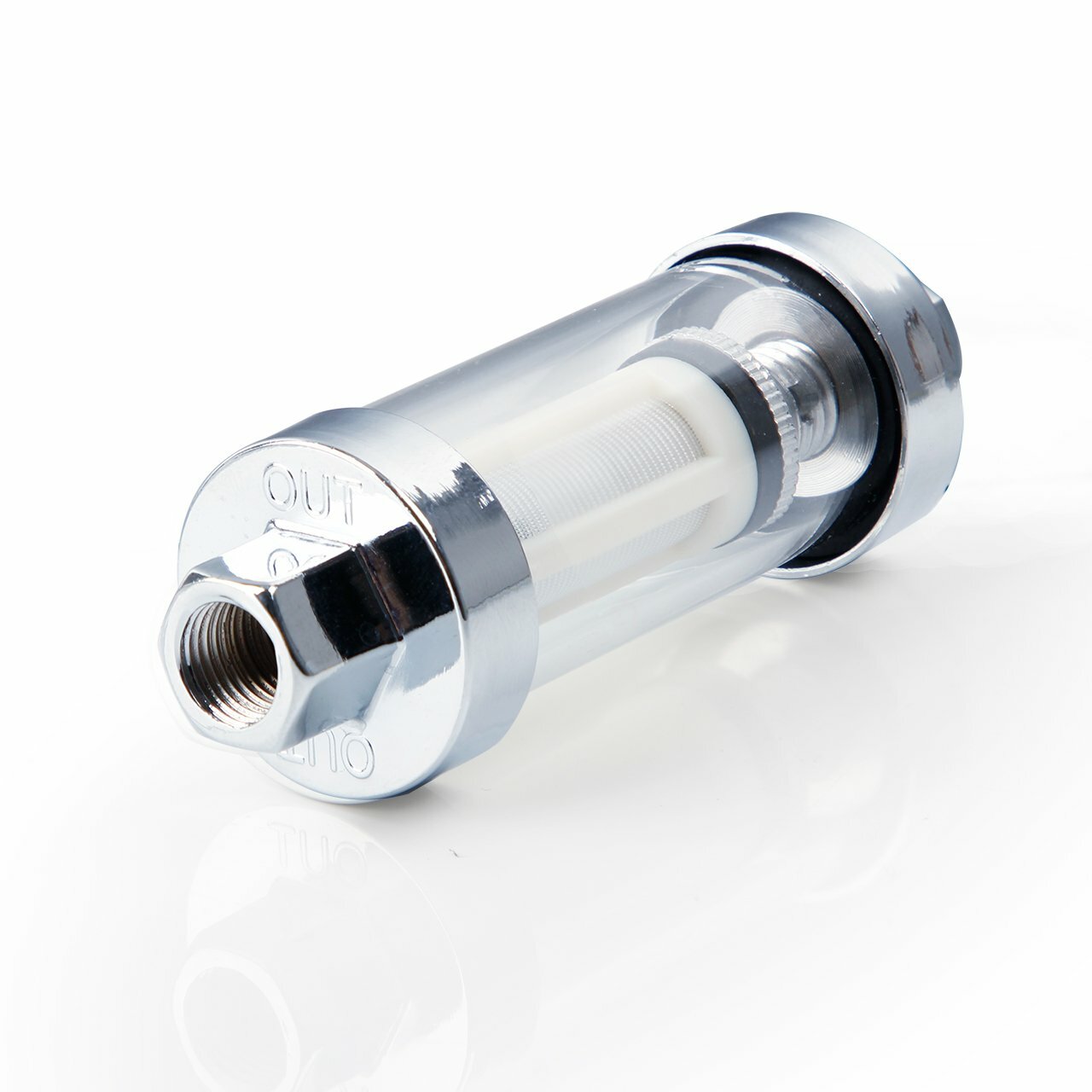 2Pcs Universal 1/4" 5/16" 3/8" Chrome Glass Reusable Washable Inline Fuel Filter