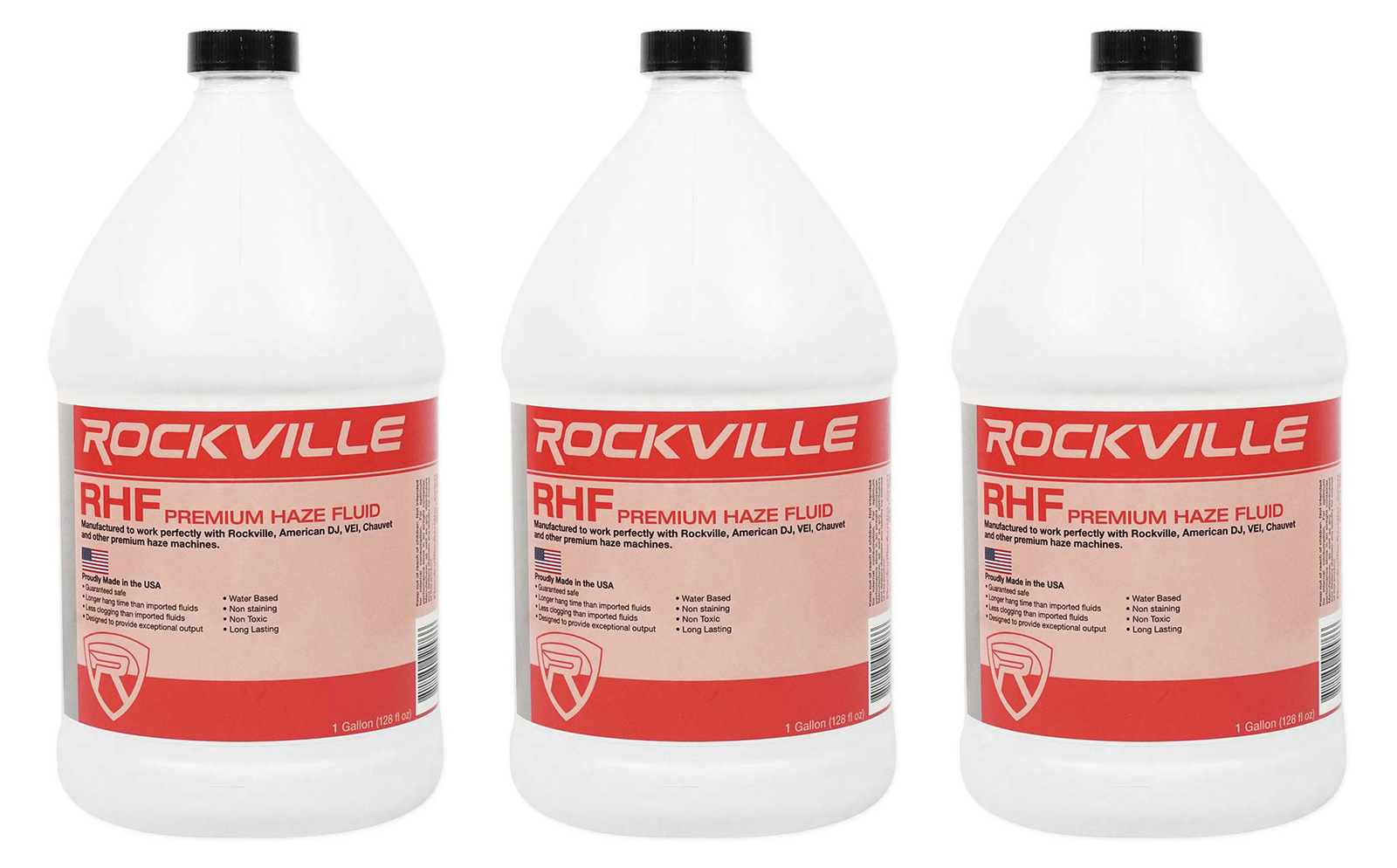 (3) Gallons Rockville RHF Water-Based Haze Machine Fluid Juice No-Clog