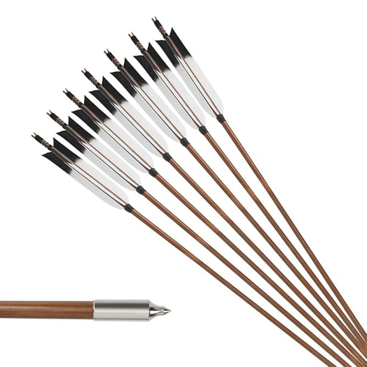 Archery Bamboo Arrows, 12 Pack Hunting Arrow for Yumi Traditional & Recurve Bow