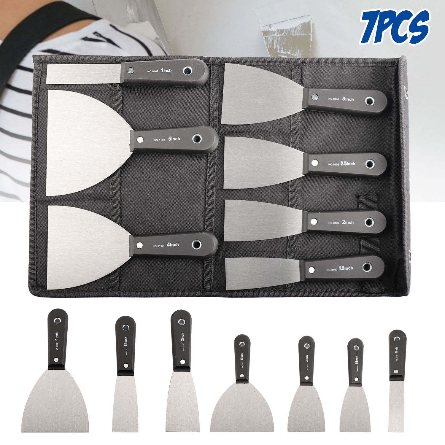 7pcs Plastering Knife Set: Drywall Plaster, Wall Scraping, Portable Home Spatula