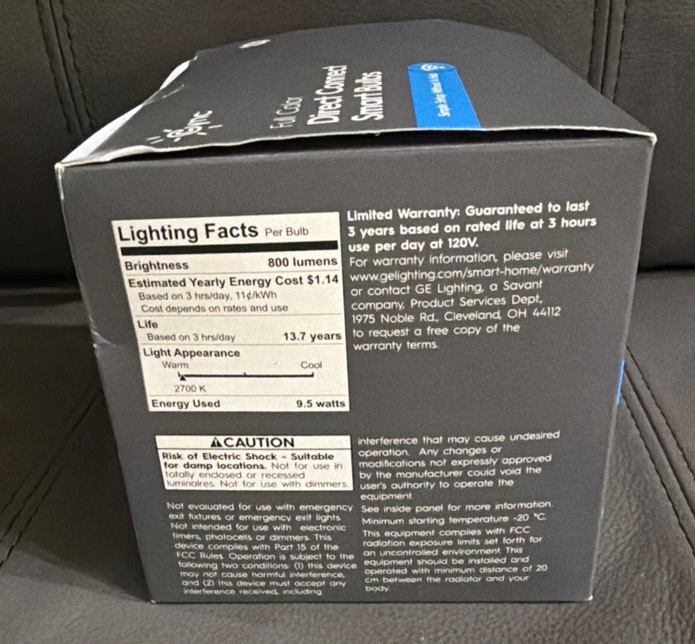 GE CYNC Full Color Direct Connect Smart Bulbs LED A19 Bulbs Google Alexa New!!