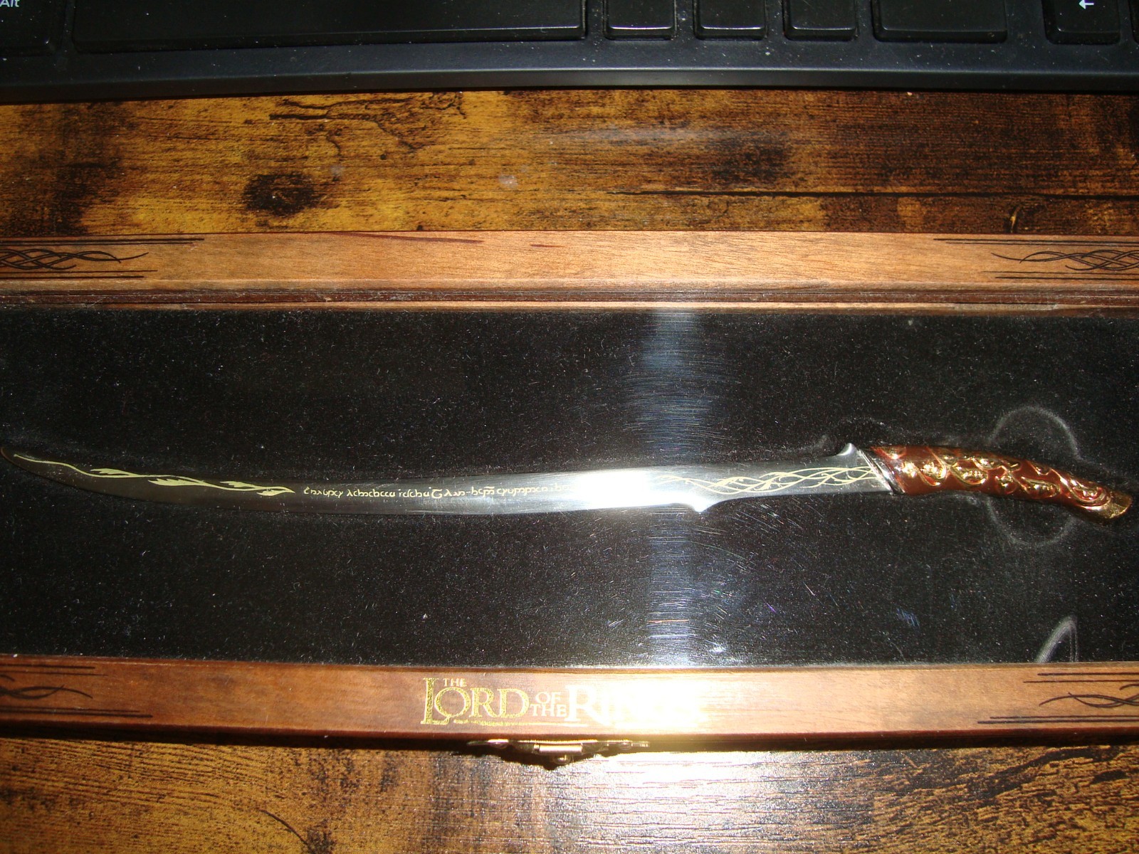 LOTR Lord Of The Rings Sword Replica Hadhafang Letter Opener Wood Case 8.5"