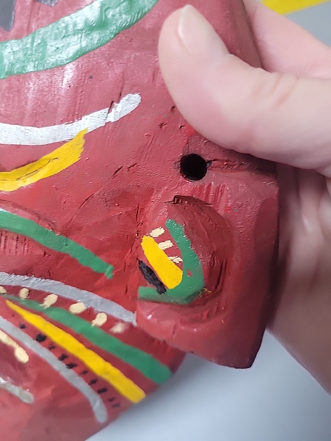 Vintage hand carved & painted wood devil mask Mexico?