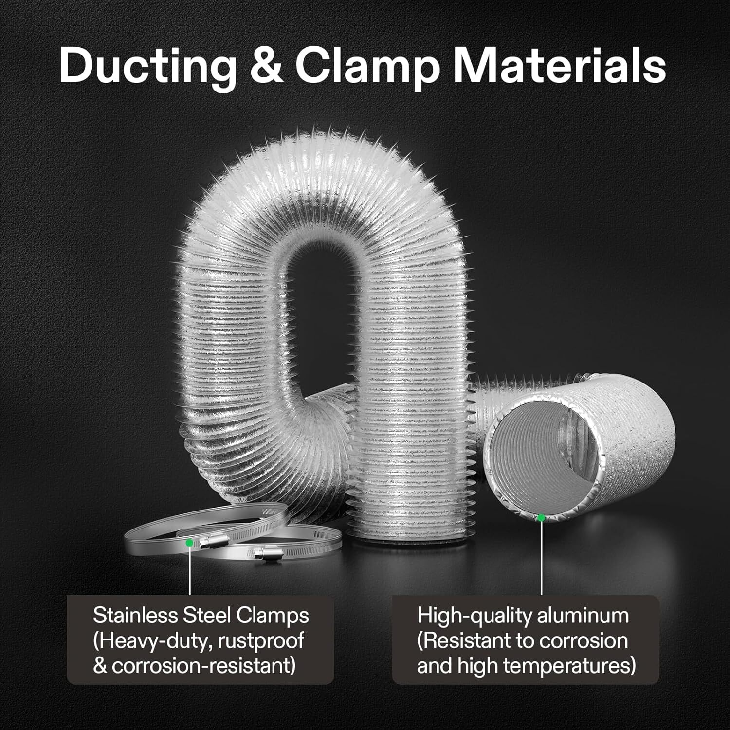 VIVOSUN 2PCS 4"X8Ft Non-Insulated Flex Air Aluminum Ducting for HVAC Ventilation