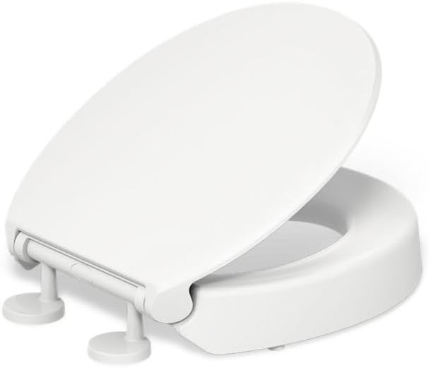 KOHLER Hyten 3" Elevated Toilet Seat Quiet Soft-Close Round Seat (White)