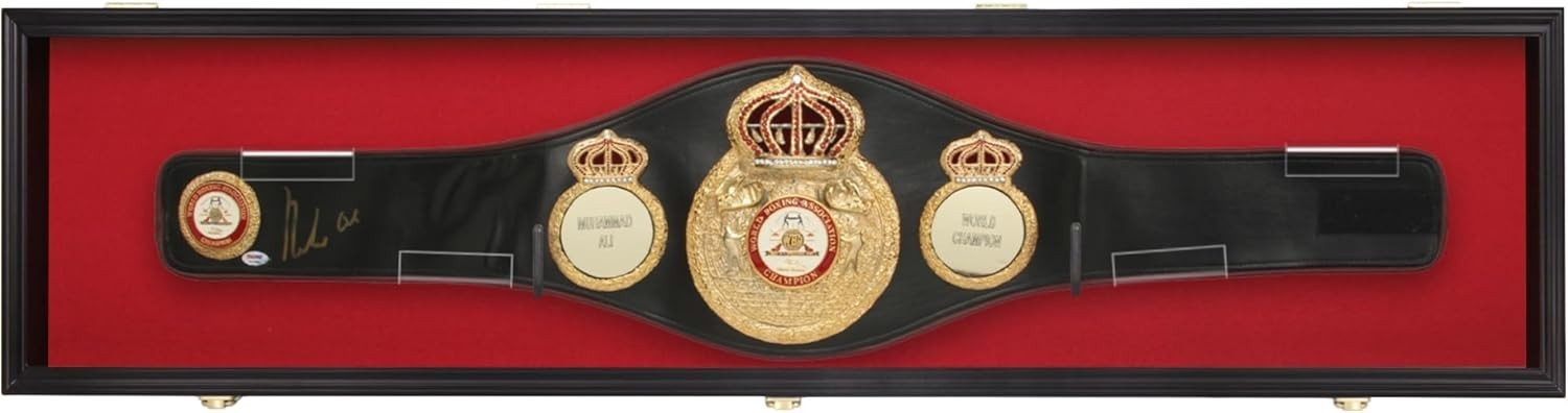 Wrestling Belt Display Case Black Solid Wood WWE MMA Boxing Championship Cabinet