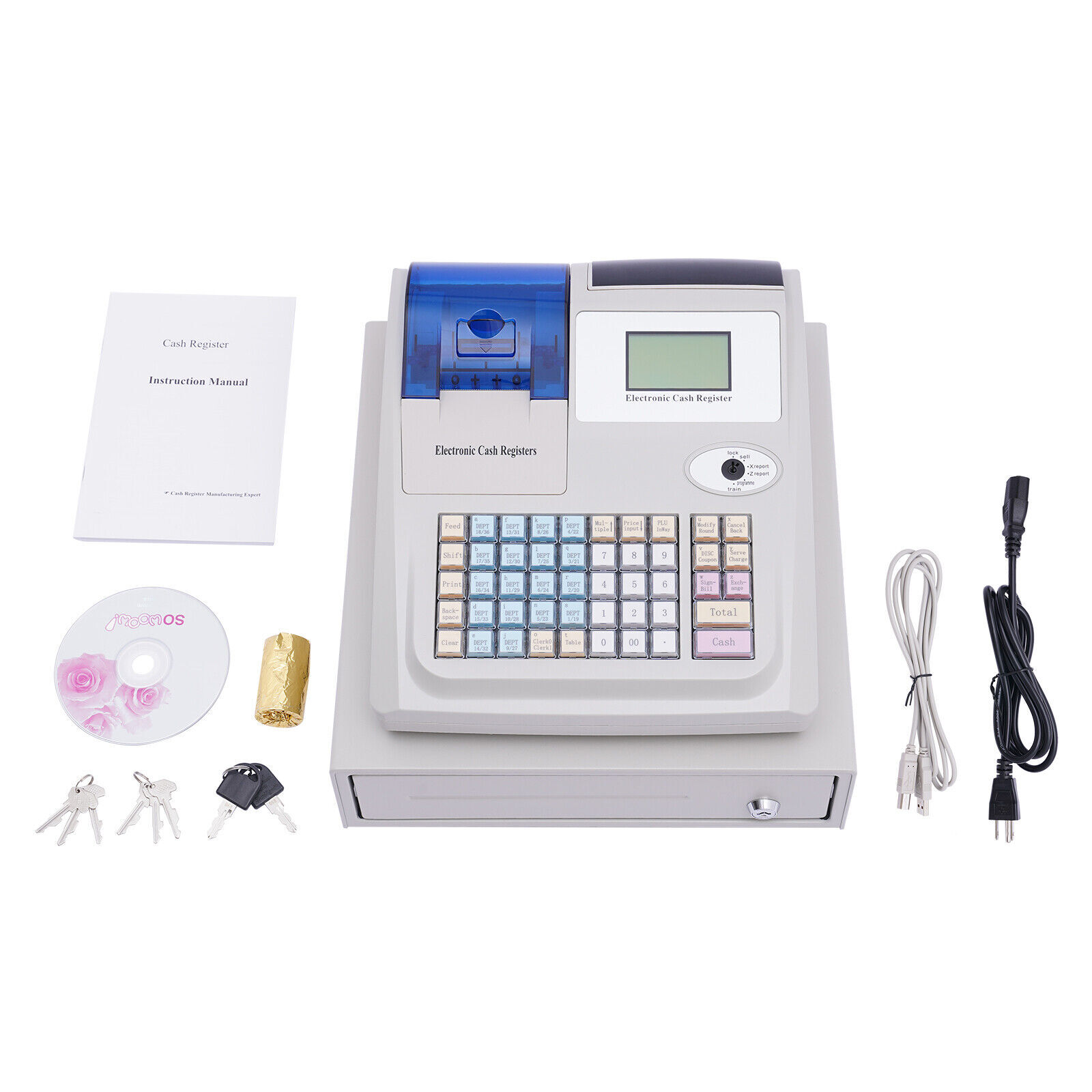 NEW Electronic Cash Register 48 Keys Cash Management System with Thermal Printer