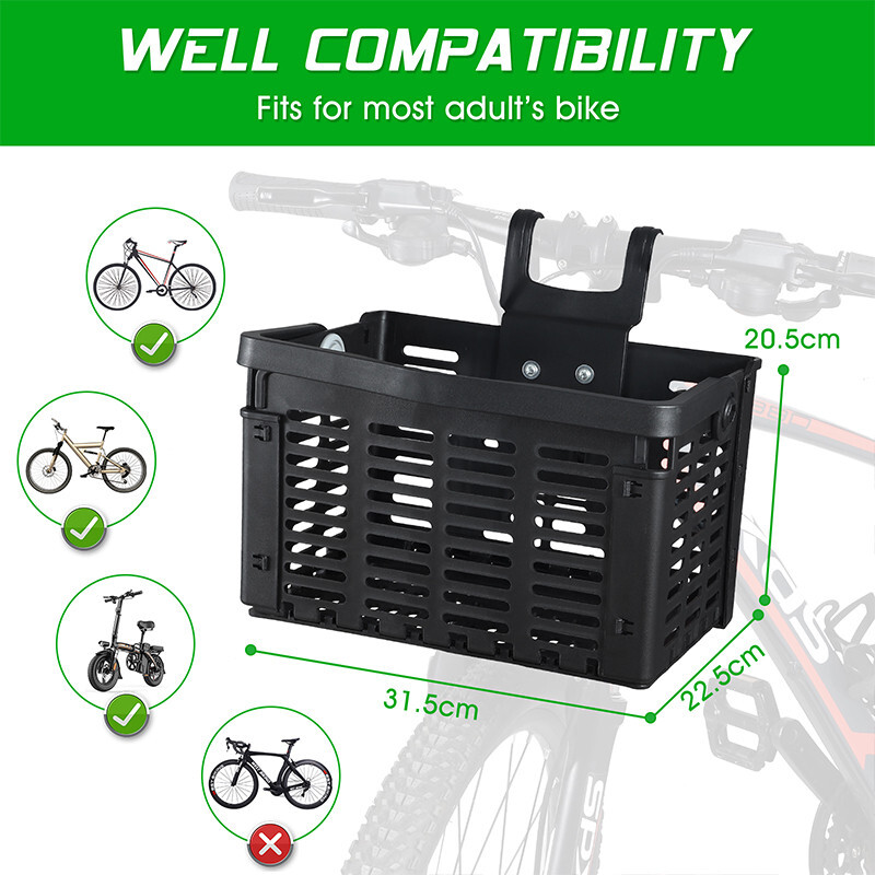 Foldable Bike Front Rear Basket Bicycle Handlebar Rack Pack Carrier Basket Black