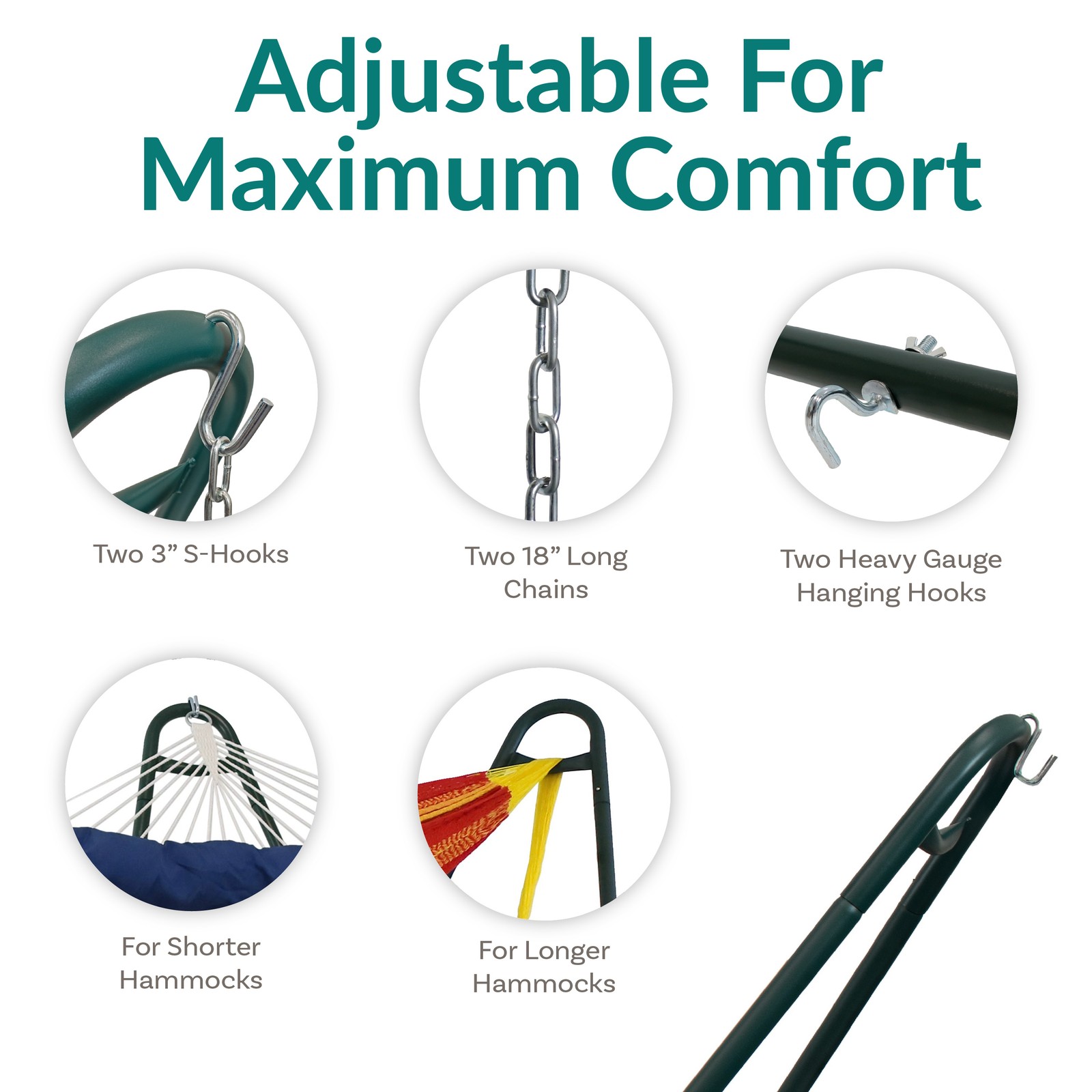 Powder-Coated Steel Universal Hammock Stand - Green - 124 in by Sunnydaze