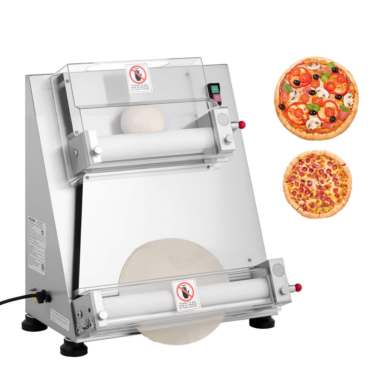 VEVOR 16 Inch Pizza Dough Roller Sheeter Semi-automatic Commercial Dough Press