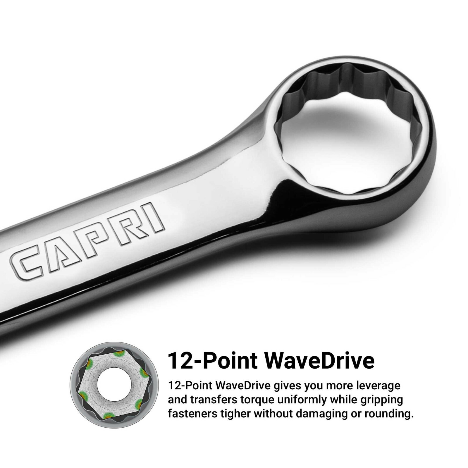 Capri Tools Combination Wrench, 12 Point, Metric & SAE Sizes