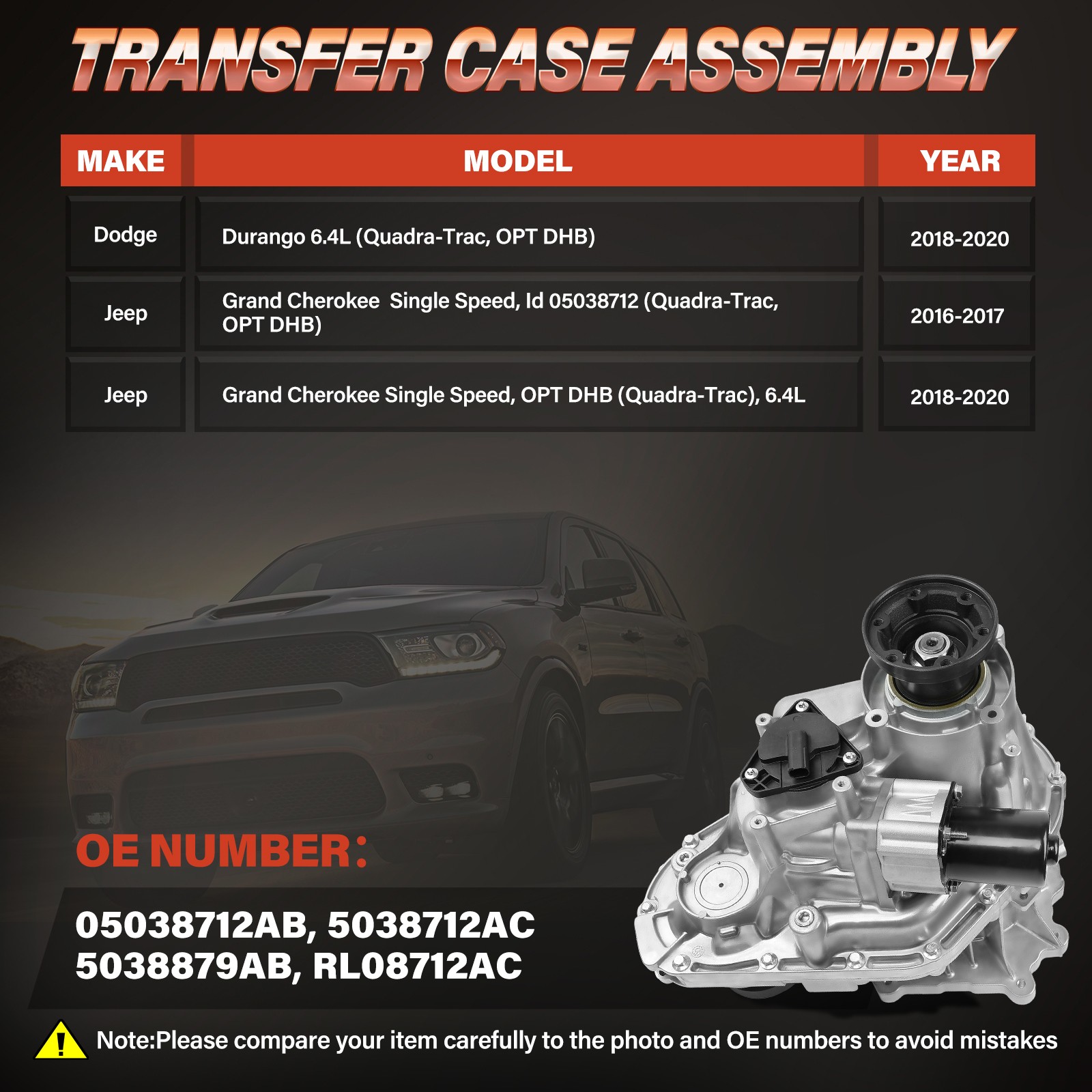 Transfer Case for Dodge Durango 2018-2023 5.7 6.4L Jeep Grand Cherokee 14-21 6.4