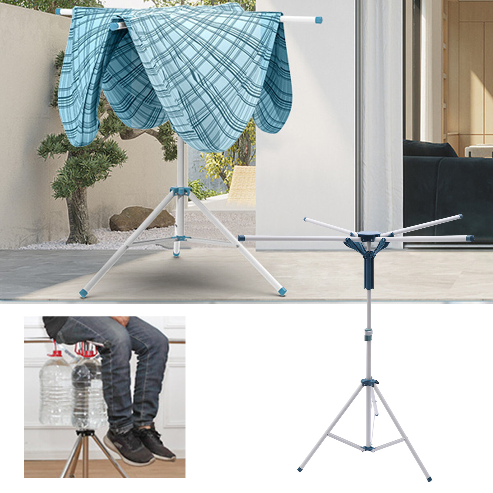 Laundry Clothes Storage Drying Rack Portable Folding Dryer Hanger Tripod Stand