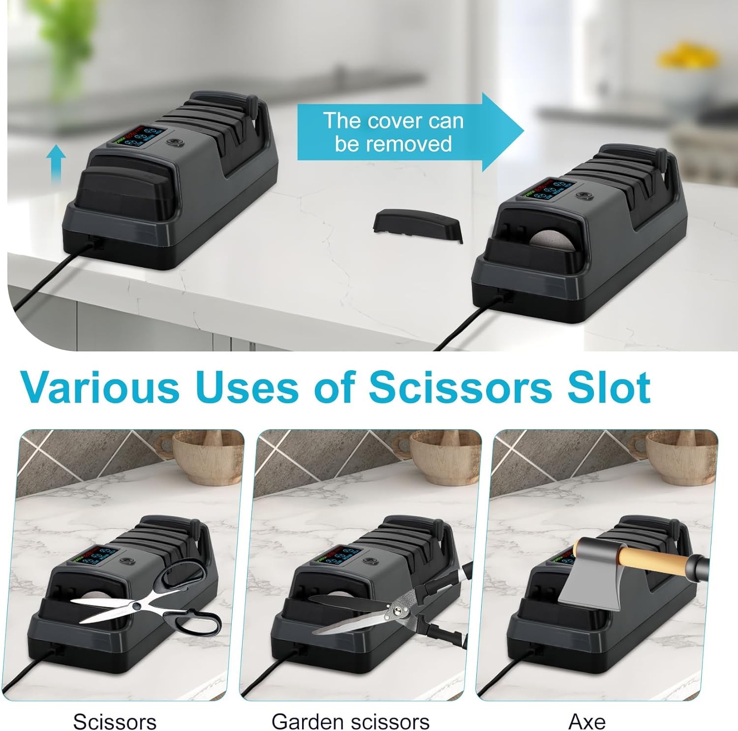 5 in 1 Electric Knife Sharpener-3 Rotational Speed Adjustable Knife Sharpener US