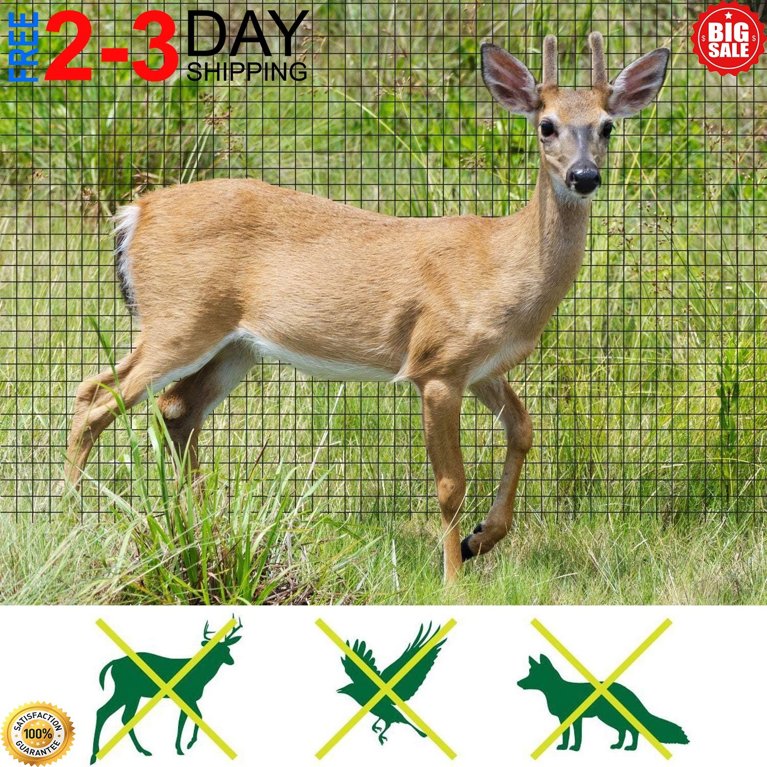 Garden Fence Landscape Deer Fencing Animal Protects Strong Netting 7x100 Borders