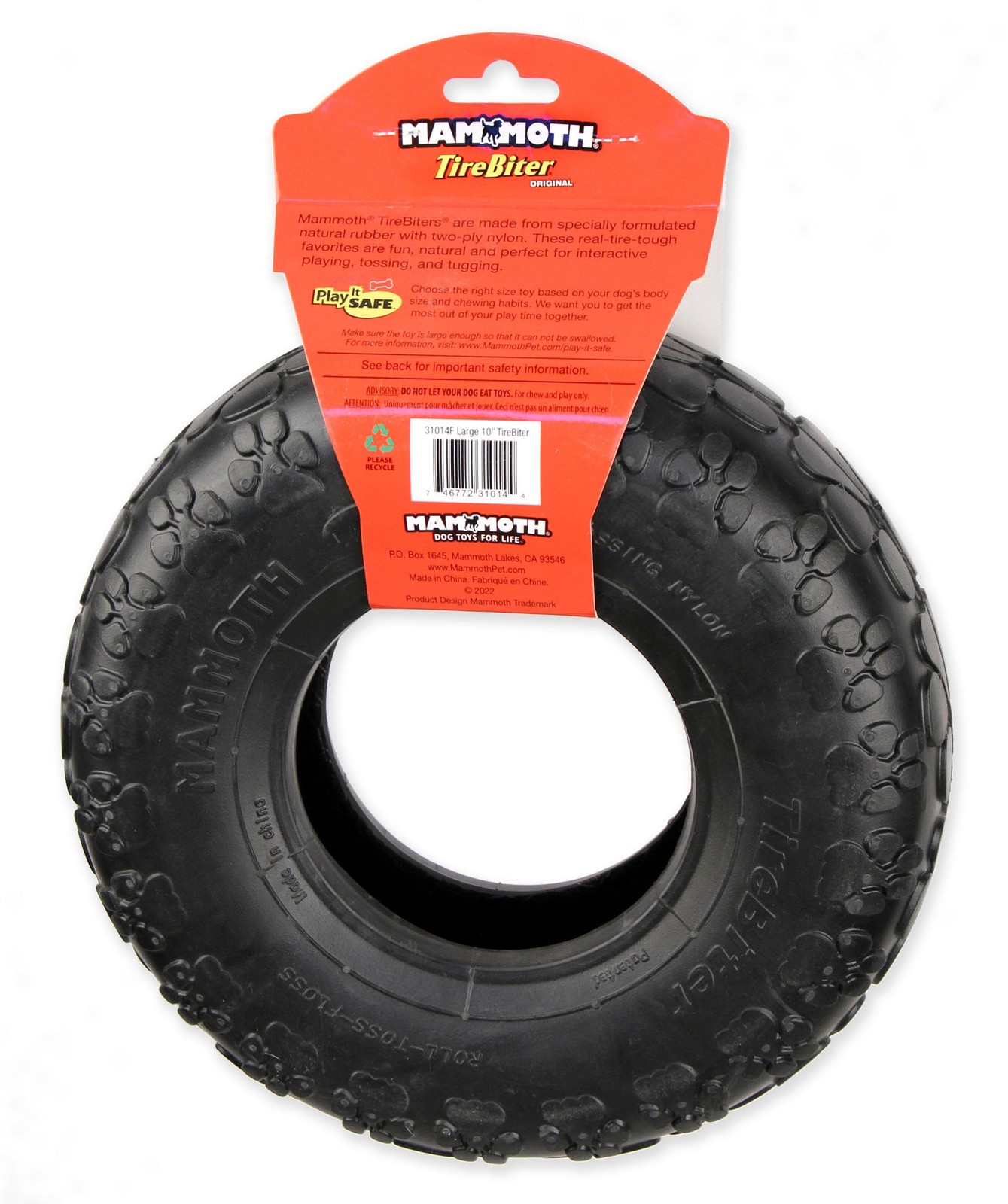 Mammoth TireBiterII – Natural Rubber Dog Toys for Extreme Large 6", Black