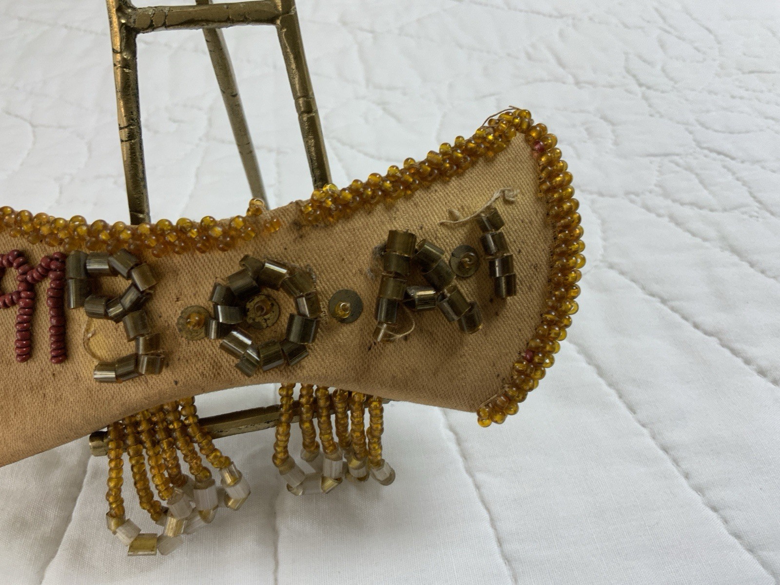 Vintage Antique Beaded Whimsy, Canoe, Iroquois, 1897, Hand Made, Boat
